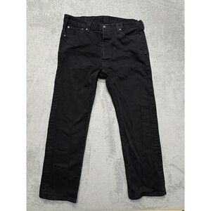 Levis 501 Jeans Mens Measured 36x28 Black Button Fly Straight Leg Pants‎ Casual